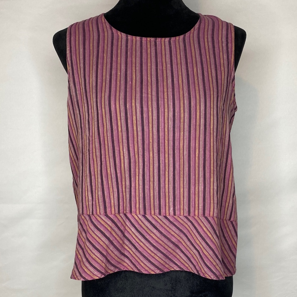 Putumayo Cotton Striped Boho Cottagecore Top Size Medium Sleeveless